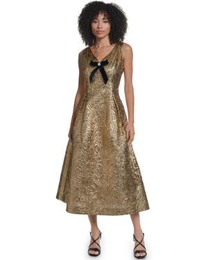KARL LAGERFELD A-line Midi V-neck Bow-detail Dress - Natural