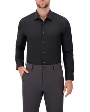 Report Collection 4-way Check-print Woven Dress Shirt - Black