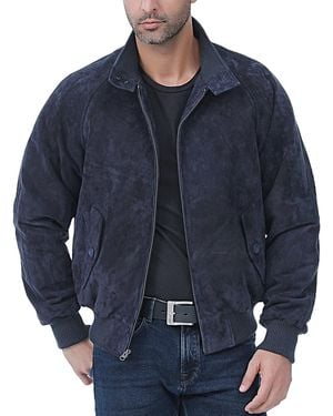 Landing Leathers Men Wwii Suede Leather Bomber Jacket - Blue