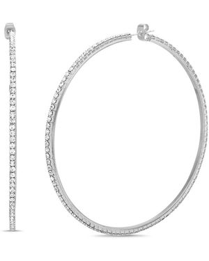 Kensie Tone Cubic Zirconia Hoop Earring - Metallic
