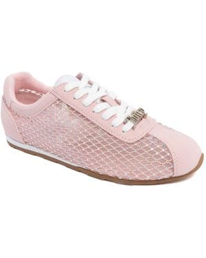 Juicy Couture Flirt Rhinestone Mesh Lace-up Sneakers - Pink