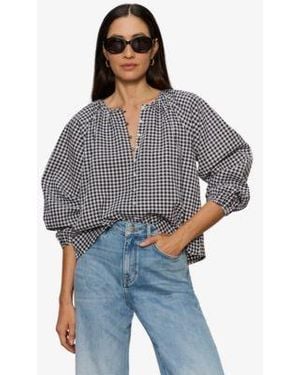 Sanctuary Perfect Gingham Button Front Blouse - Blue
