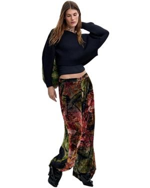Desigual M. C. Lacroix Wide-leg Velvet Pants - Black