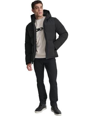 DKNY Mixed-media Puffer Coat - Black
