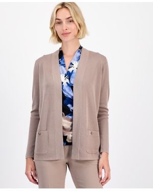 Anne Klein Malibu Fine Rib Open-front Cardigan - Multicolor
