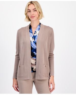 Anne Klein Malibu Fine Rib Open-front Cardigan - Multicolor