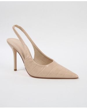 BERNESS Carmine Croco-embossed Slingback Stiletto Pumps - White