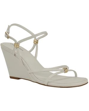 Calvin Klein Deliney Round Toe Wedge Sandals - White