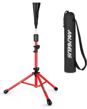 Aoligeijs Baseball Tee Batting Tee Softball Tee Portable Travel Hitting Tee - Red