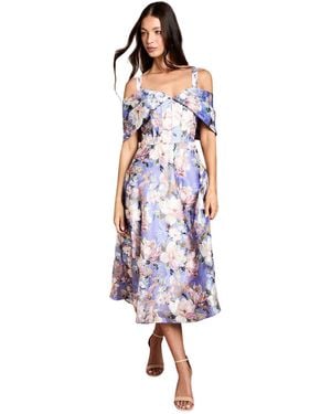 Coast Corseted Bardot Jacquard Midi Dress - White
