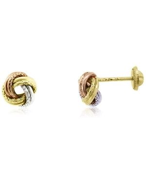The Lovery Tri-color Knot Screw Back Stud Earrings 14k Yellow Gold - Metallic