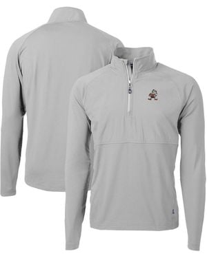 Cutter & Buck Cleveland Browns Adapt Eco Knit Hybrid Quarter-zip Throwback Pullover Sweatshirt - Gray