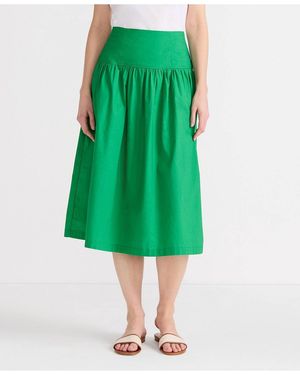 Lands' End Poplin Drop Waist Midi Skirt - Green