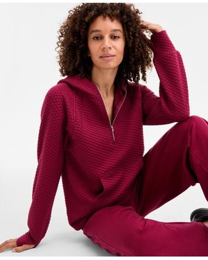 ID Ideology Relaxed Quilted Half-zip Hoodie - Red