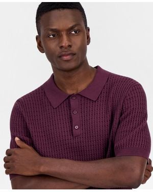 Alfani Cotton Short-sleeve Polo Sweater - Purple