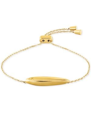 Calvin Klein Logo-etched Sculpted Slider Bracelet - Metallic