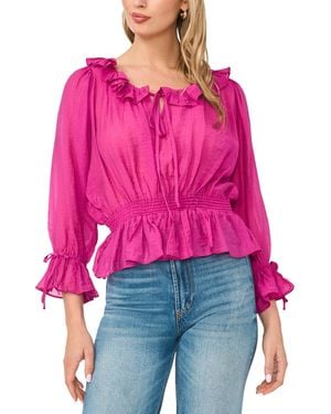 SAM & JESS Tie-neck Ruffle-sleeve Top - Red