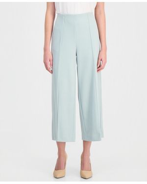 Anne Klein Essentials Petite Seamed Cropped Pull-on Pants - Blue