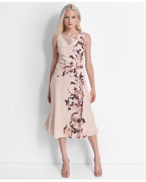 DKNY Knit Sleeveless Fit Flare Dress in Black Lyst