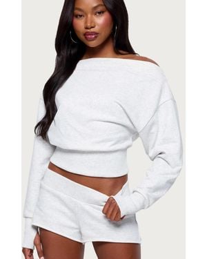 Edikted Hennie Off Shoulder Sweatshirt - White