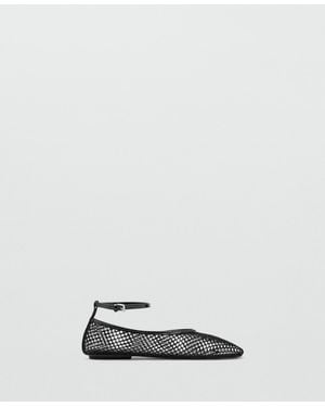 Mango Mesh Bracelet Ballet Flats - White