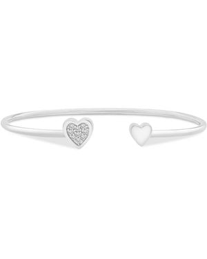 Wrapped in Love Diamond Heart Cluster Cuff Bangle Bracelet (1/10 Ct. T.w. - White