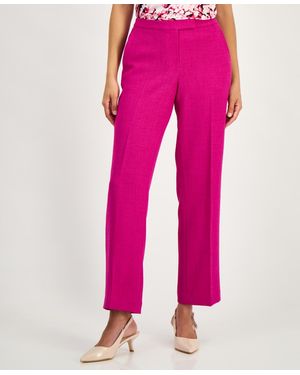 Kasper Claire Melange Straight-leg Pants - Pink