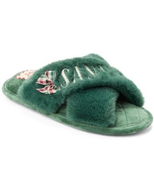 Dearfoams Mama Fur Slide Slippers - Green