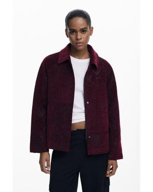 Desigual Textured Short Coat, Polyester - Purple