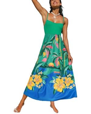 CUPSHE Light Spectrum Tropical Maxi Beach Dress - Blue