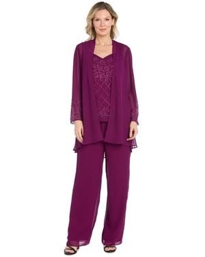 R & M Richards Beaded Georgette Pull-on Tank Top - Purple