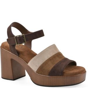 White Mountain Barrette Platform Block Heel Dress Sandals - Brown