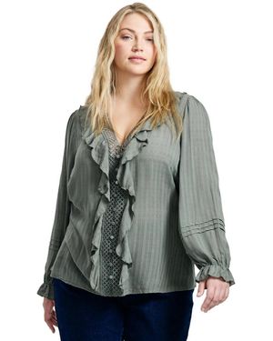 Avenue Plus Size Ruffle Love Shirt - Gray