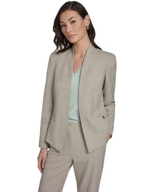 Tommy Hilfiger Plaid Open Front Blazer - Gray