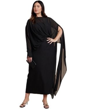 Eloquii Flowy Sheer Cape Dress - Black