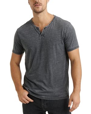 Lucky Brand Venice Burnout Notch Short Sleeves T-shirt - Black