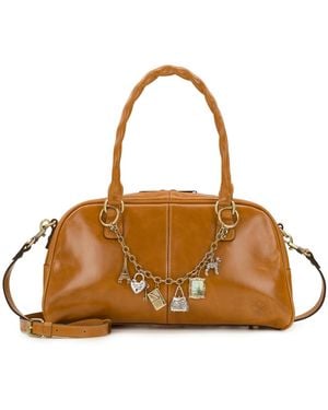Patricia Nash Pomezia Large Leather Crossbody Satchel Bag - Brown