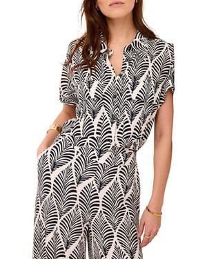 Mint Velvet Leaf Print Resort Shirt - Gray