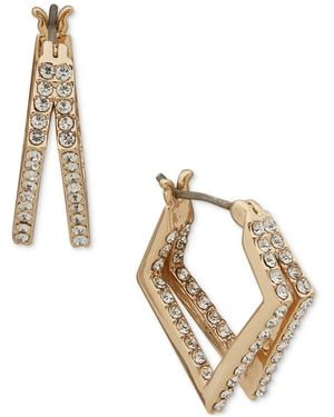 Karl Lagerfeld Gold-tone Pave Geometric Split-hoop Earrings - Metallic