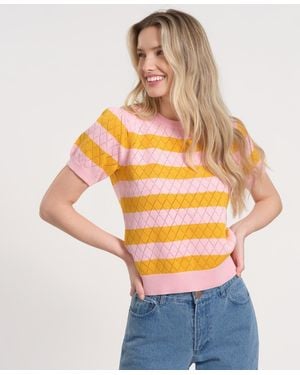 Isaac Mizrahi New York Balloon Short-sleeve Knitted Sweater - Orange