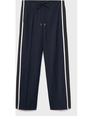 Mango Contrast Stripe Straight Pants - Blue