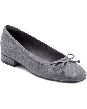 Rockport Sadie Square Toe Slip-on Ballet Dress Flats - Gray