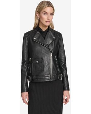 Andrew Marc Frankie Moto Leather Jacket - Black