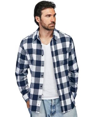 Braveman Button Down Classic Fit Flannel Shirt - Blue