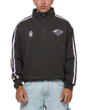 carre Footie Oversized Contrast-stripe Quarter-zip Sweatshirt - Black