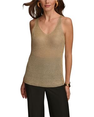 Donna Karan Donna Karan Metallic-knit Tank Top - Brown