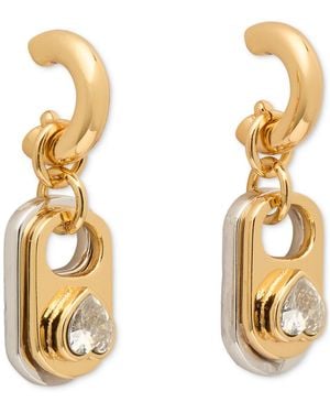 Kate Spade Two-tone Crystal Pop Tab Charm Hoop Earrings - Metallic