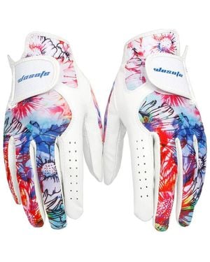 Wosofe Golf Glove Ladies Pair Cool Leather Both Hand Summer Floral Colorful Breathable Sport Gloves X-large - White
