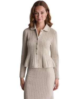BCBGMAXAZRIA Peplum Cable-knit Cardigan - Gray