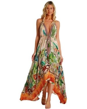 La Moda Clothing Maxi Halterneck Dress - Green